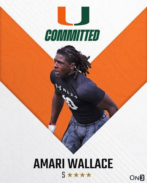 “X News:Four-Star Safety Amari Wallace has Committed to Miami, he tells me for….