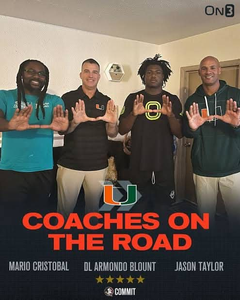 Breaking:Five-star DL Armondo Blount commits, rockets Canes’ 2025 class into….